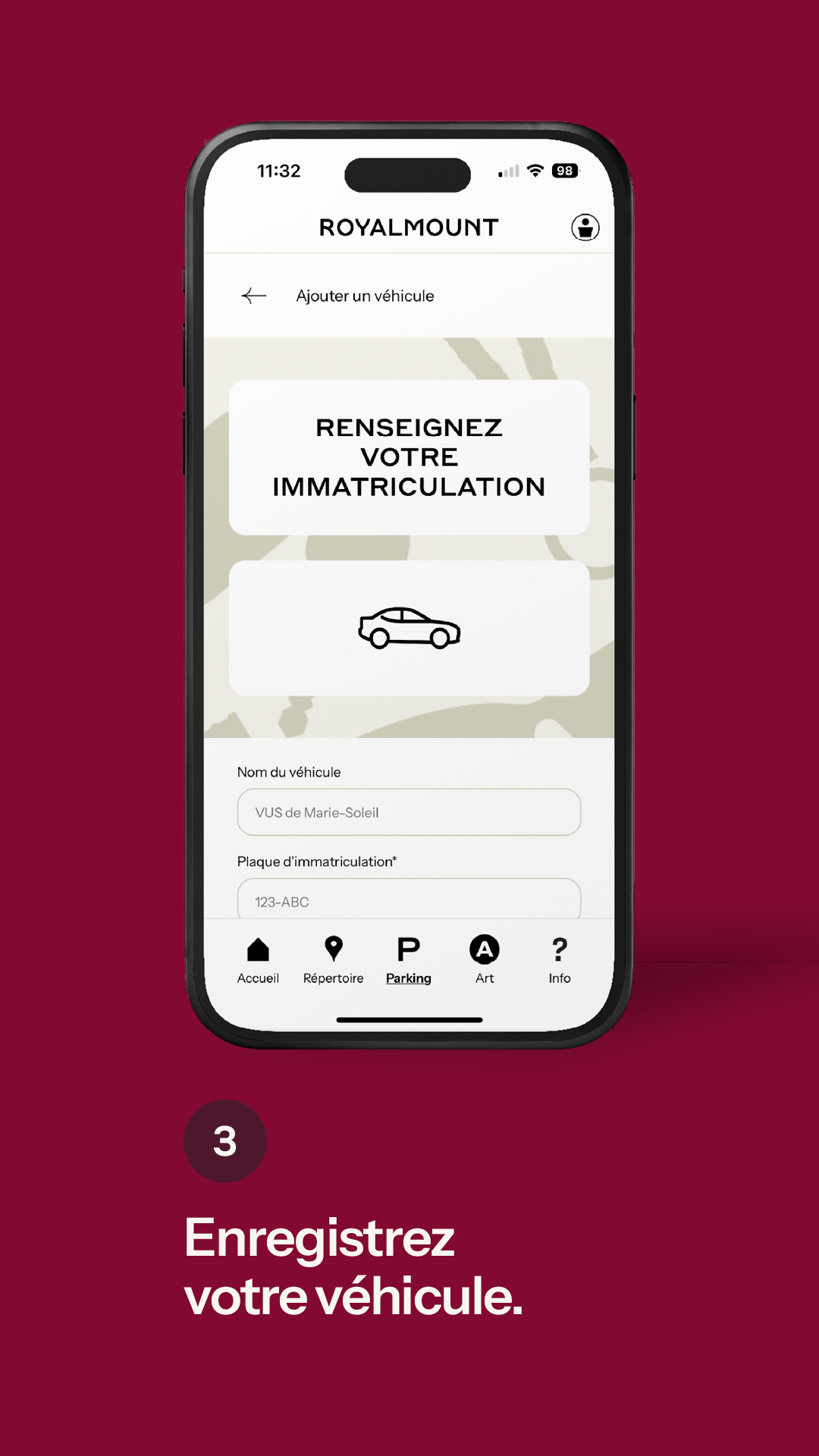 Enregistrez votre véhicule